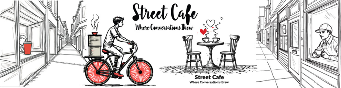 STREET CAFE WALL MURAL, CAFETERIA  WALL ART, COFFEE SHOP