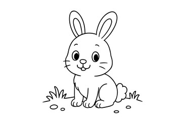 Coloring page of cute rabbit for kids coloring book
