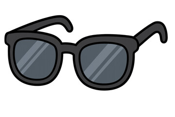 Black sunglasses protecting eyes from glare, offering sleek style and sun defense against bright daylight, transparent backdrop