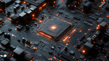 Illuminated Circuit Board with Central Processor