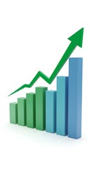 Fototapeta premium Growth Chart: Ascending Green Arrow, 3D Render