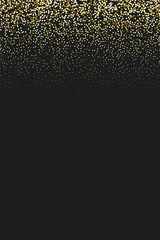 Stylish golden glitter confetti background with gold sparkles on black. Ideal for party invitations, graduation, festive banners, luxury event posters, and elegant celebration templates.
