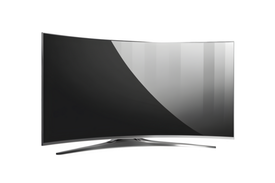 curved OLED TV mockup, mockup with screen reflection, isolated on transparent background