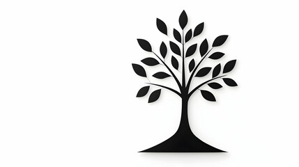 Obraz premium Elegant vector tree silhouette with roots and leaves, perfect for nature-inspired design and growth symbolism