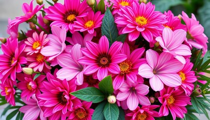 Obraz premium Vibrant pink floral arrangement, perfect for Hispanic Heritage Month celebrations Copy space included, stock photo, image