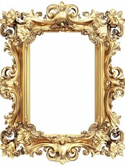 PNG Golden picture frame in baroque style backgrounds gold architecture