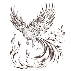 Obraz premium Detailed phoenix illustration, rebirth, mythical creature.