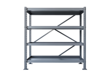 Gray metal shelving unit with three tiers (1)