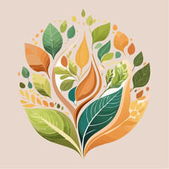 abstract painting symbolizing environmental protection with organic shapes in earthy color tones