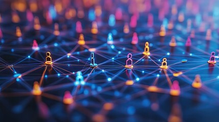 Digital network of people connecting online representing worldwide communication, social media, and digital interaction  