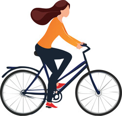 Obraz premium Vector silhouette of a person riding a bicycle, minimal flat design