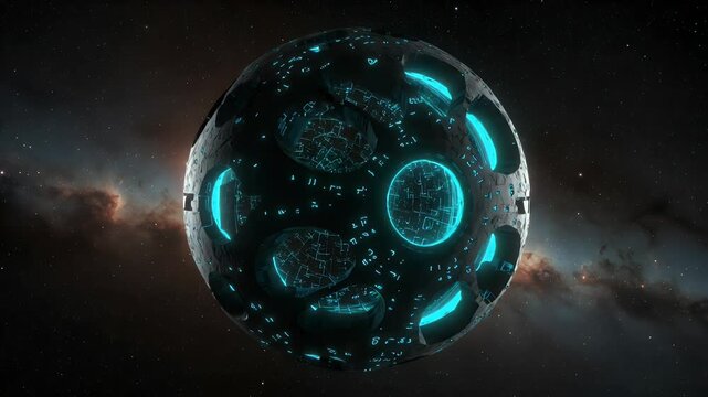 Futuristic space sphere in the cosmos