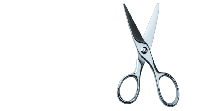 Silver scissors against a black background