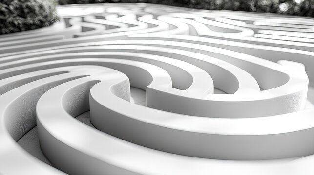 Abstract design of interconnected, curved forms in monochrome.