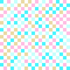 Pink blue gold squares seamless pattern