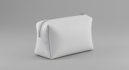 White Leather Cosmetic Bag Mockup, Makeup Pouch Mockup, Blank Toiletry Bag, Isolated