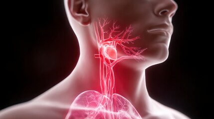 Human Carotid Arteries  Anatomy Diagram  Medical Illustration  Head   Neck Vessels