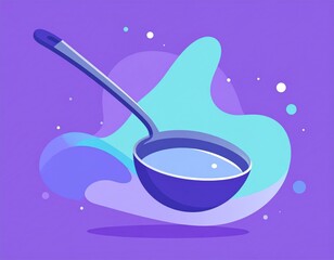 Purple Soup Ladle Against Abstract Background