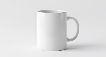 Obraz premium White Ceramic Mug Mockup on White Background, Blank Coffee Cup Template for Design Presentation
