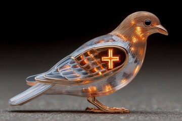 Illuminated Dove Figurine  Holy Spirit  Christian Cross  Pentecost  Religious Art