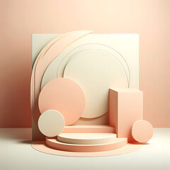 Fototapeta premium Abstract geometric shapes in pastel colors create a modern minimal composition