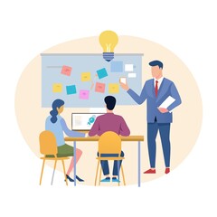 Business team brainstorming new ideas together