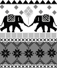 elephant vector pixel geometric ethnic pattern design