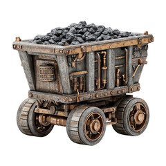Coal Mine Cart with Industrial, and 3D Render.