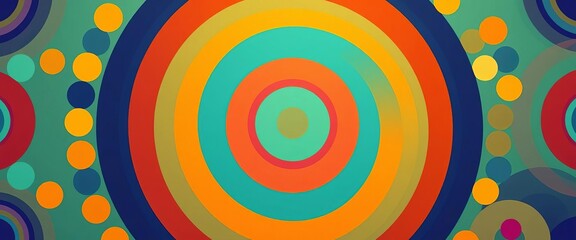 Fototapeta premium Abstract multicolored striped circles seamless pattern, vibrant geometric textile design, graphic design, multicolored