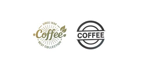 Vintage Coffee Logo Badge Set – Retro Coffee Emblems with Organic Elements and Circular Typography for Cafés and Packaging