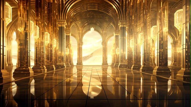 Beautiful golden palace castle on background	
