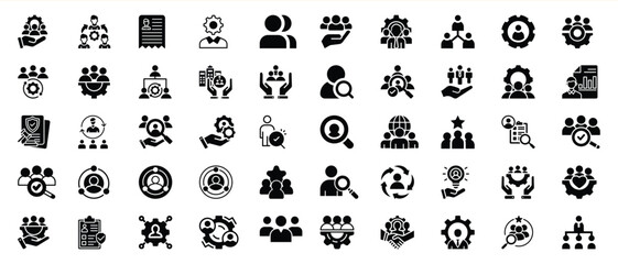 Obraz premium Black Glyph Icons Teamwork Human Resources Management
