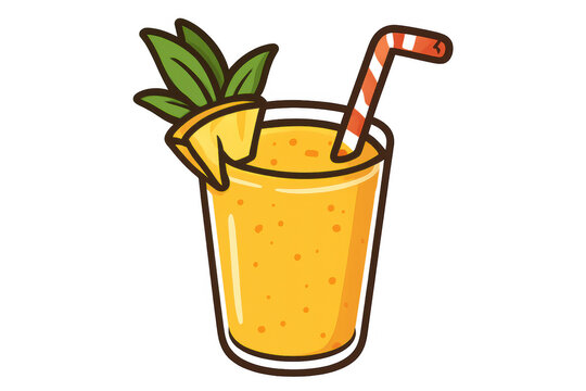 yellow pineapple smoothie with straw clip art preview