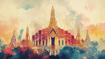 Majestic temple surrounded by buildings in serene cityscape