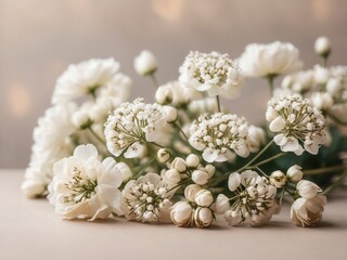 A serene composition of delicate white flowers, displaying purity and natural beauty in focus