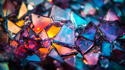 Shattered Glass Reflecting Vibrant Colors