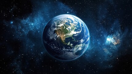 Fototapeta premium Stunning view of Earth in space, highlighting its vibrant atmosphere.