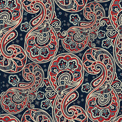 seamless paisley  pattern on navy background
