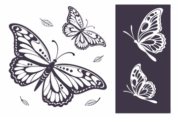 Elegant Butterfly Silhouette Collection – Vector Insect Graphics