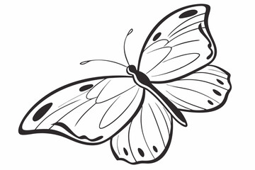 Peaceful Butterfly Outline – Minimal Black on White