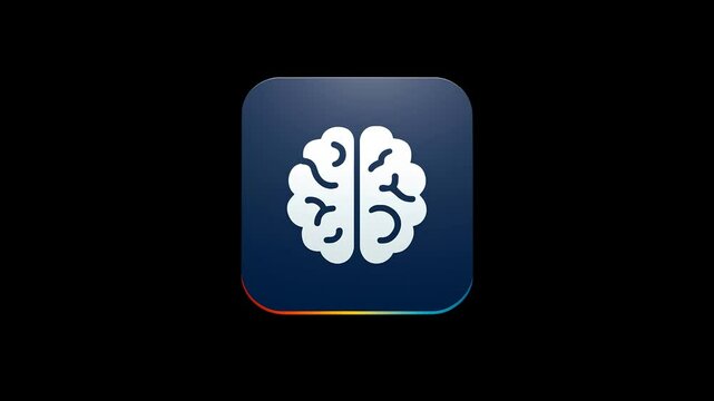 human brain icon popup animation on transparent background	