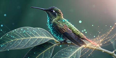 Green hummingbirds in various natural settings, from feeding on flowers to perched on branches and in ruby-throated flight