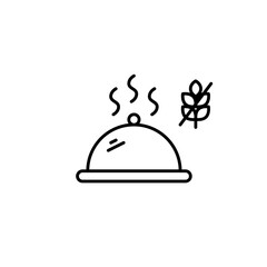 Food cloche, restaurant and room service and gluten free symbol. Dietary restrictions, food labelling. Pixel perfect, editable stroke vector icon