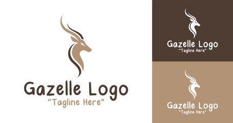 Obraz premium Simple and Modern Gazelle Logo with Brown and Tan Color Scheme