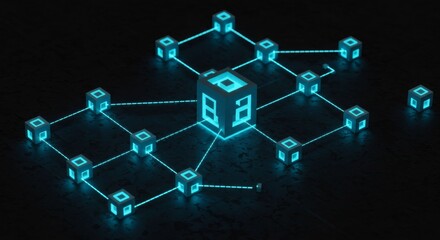 Glowing Cube Network Decentralized System Visualization