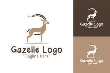 Modern and Sleek Gazelle Logo with Elegant Brown and Tan Design