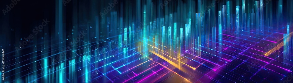 Aufkleber Net worth calculation using credit score tracker concept. Vibrant abstract graphic showcasing digital sound waves.