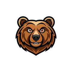 Bear Head animal logo illustration on white background 
