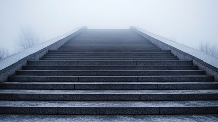 Long stone steps leading into a misty expanse.