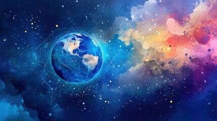 Obraz premium Colorful depiction of Earth from space at night